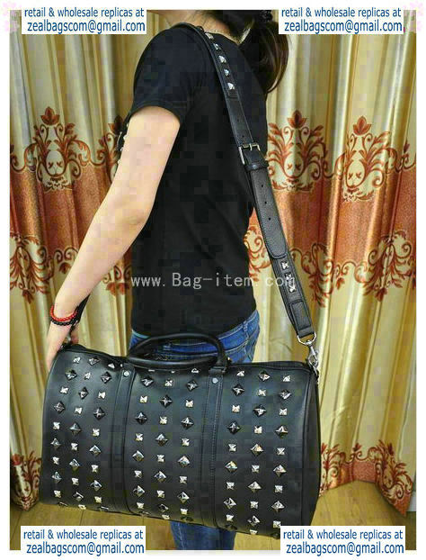 High Quality Replica MCM Stark Weekender Medium Boston Bag in Black Calfskin